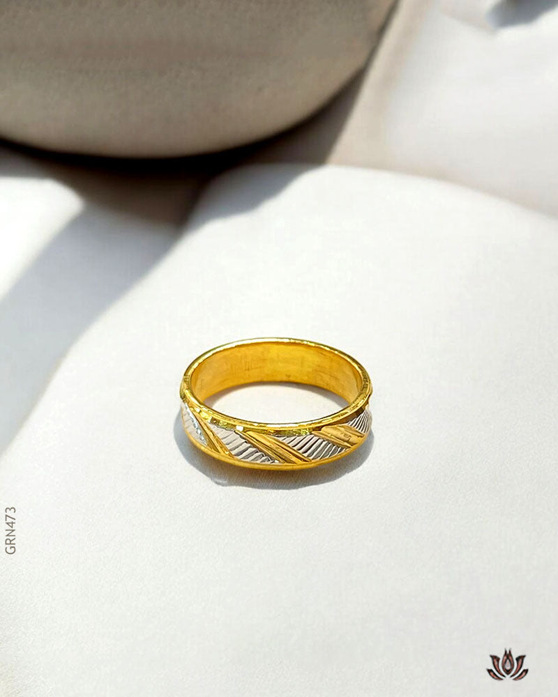 22K Real Yellow Gold Textured and Patterned Ring