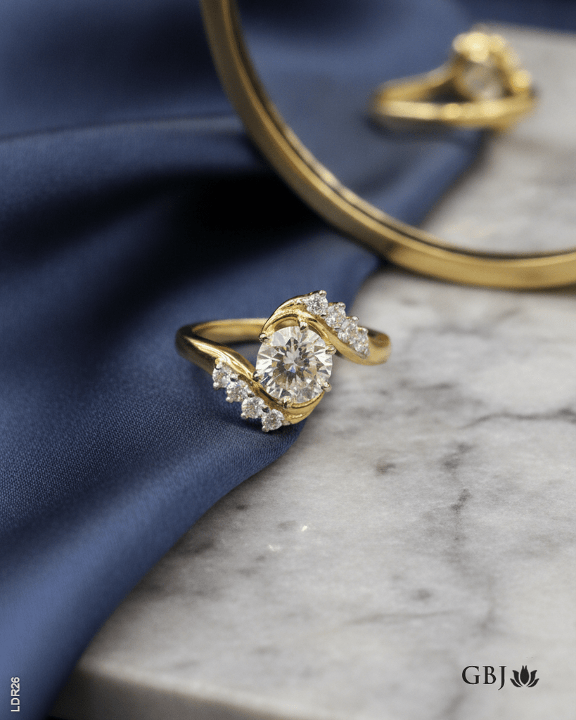 14K Lab-Grown Diamond Bypass Solitaire Ring - GEHNABOX