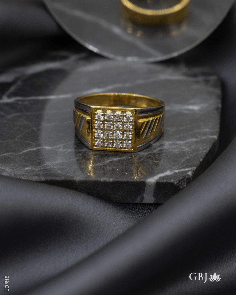 14K Lab-Grown Diamond Signet Band Men's Ring - GEHNABOX