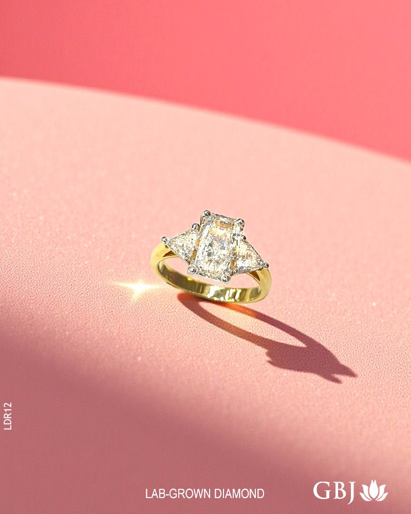 14K Lab - Grown Modern Three - Stone Diamond Ring - GEHNABOX