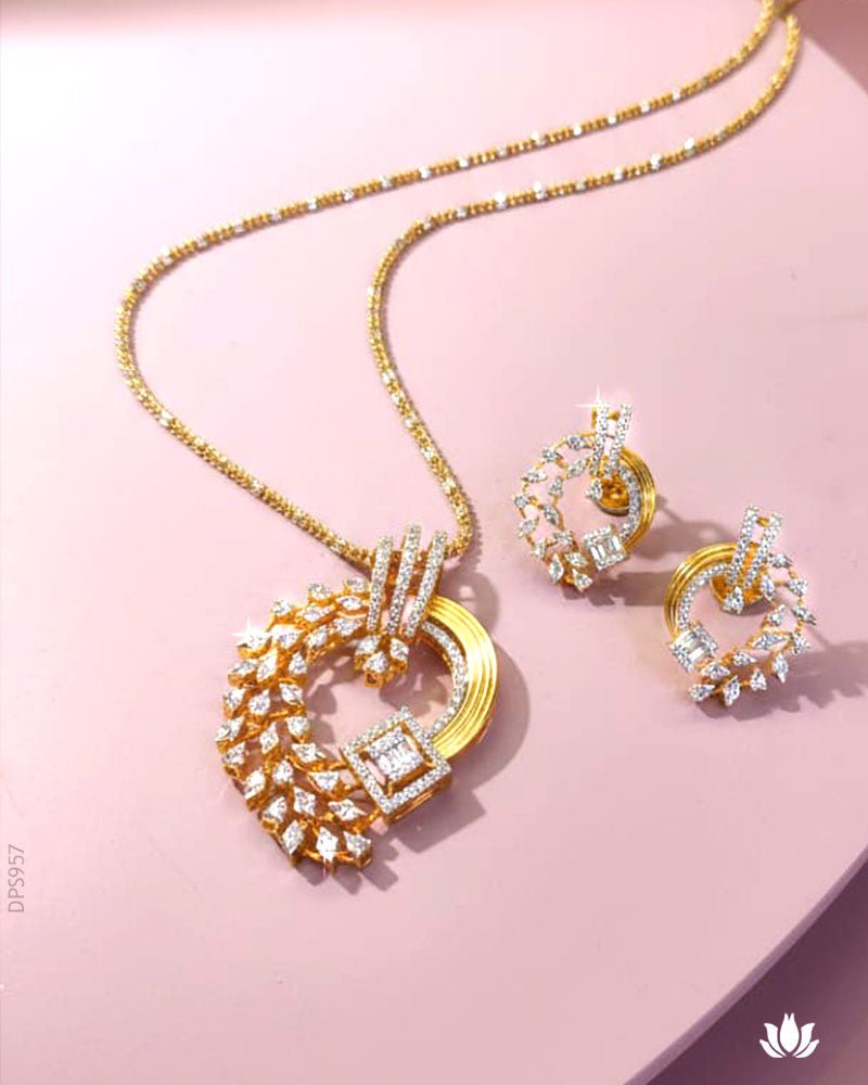 18K Real Diamond Luxurious Pendant Set F - G - H/VVS - VS - GEHNABOX