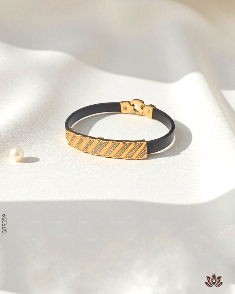 18K Rose Gold Black Strap Bracelet - GEHNABOX