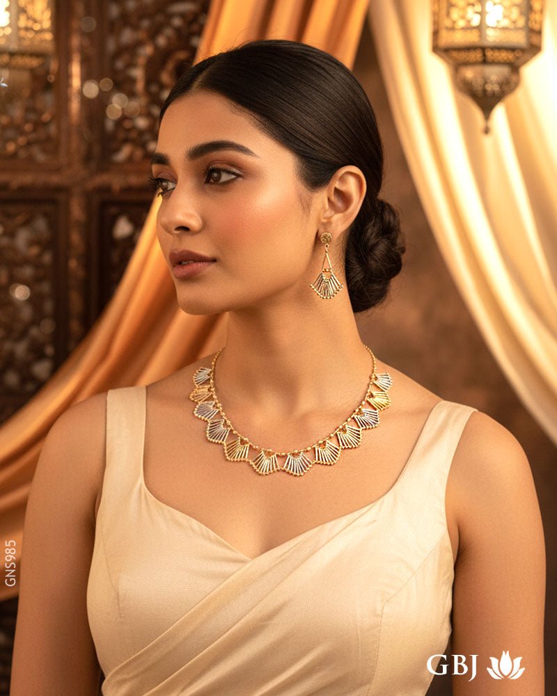 18K Rose Gold Glamour Necklace Set - GEHNABOX
