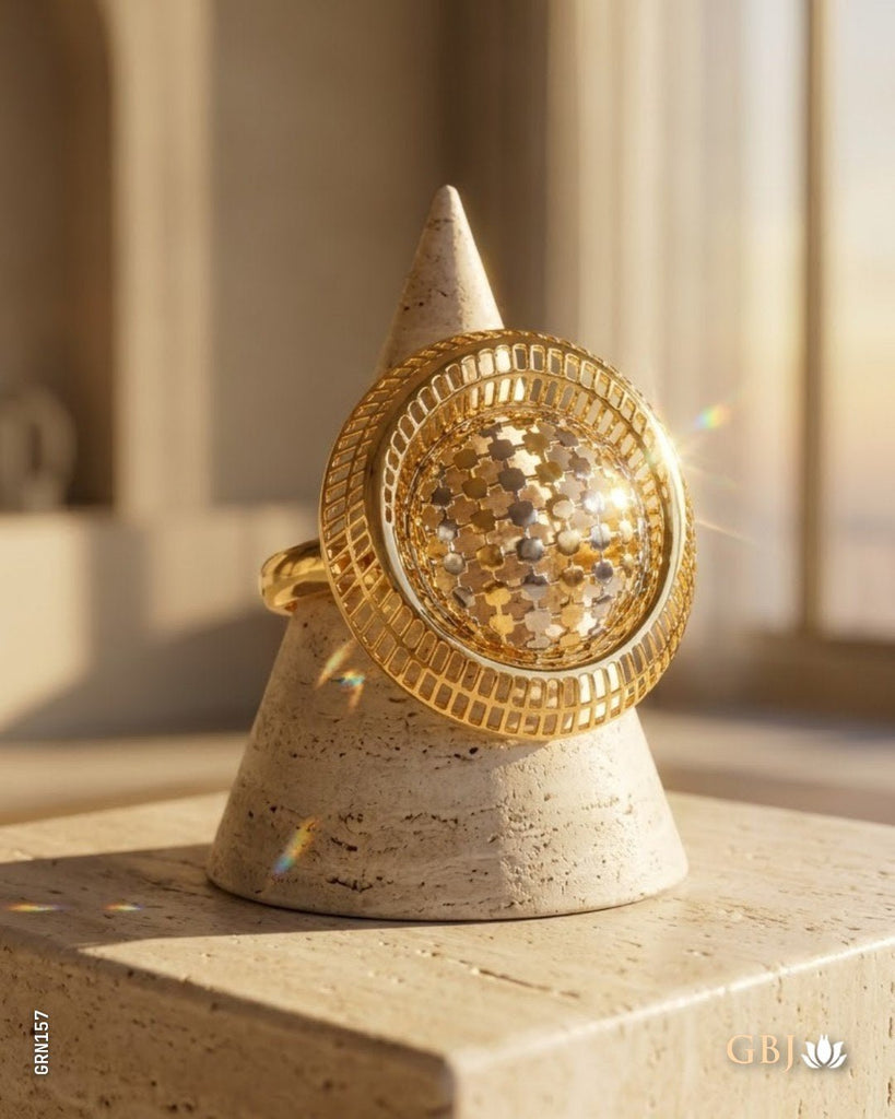18K Yellow Gold Celestial Dome Cocktail Ring - GEHNABOX