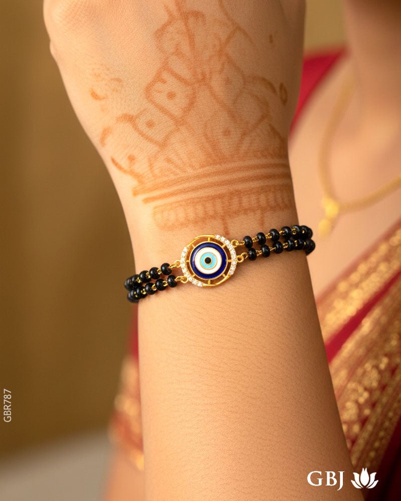 18K Yellow Gold Modern Evil Eye Bracelet - GEHNABOX