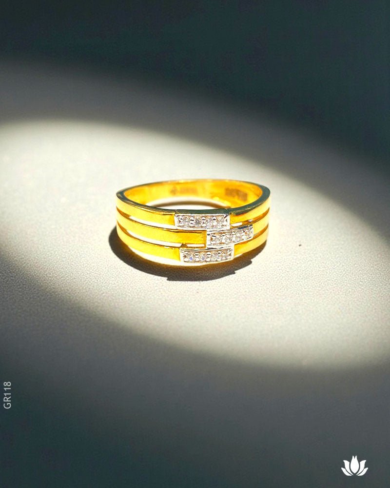 18K Yellow Gold Multi - Band Swarovski Ring - GEHNABOX
