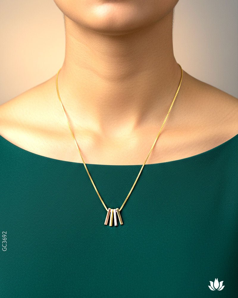 18K Yellow Gold Multi - Bar Chain Locket - GEHNABOX