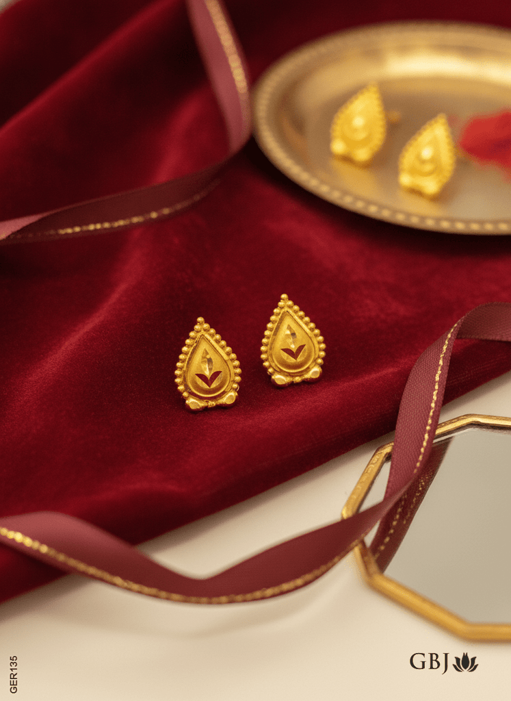 22K Yellow Gold Buta-Motif Tops - GEHNABOX