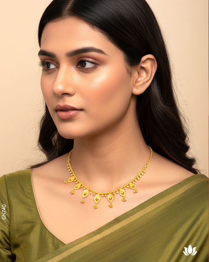 22K Yellow Gold Charm Handmade Necklace - GEHNABOX