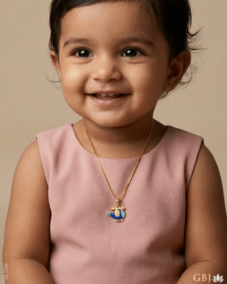 22K Yellow Gold Colorful Helicopter Locket - GEHNABOX