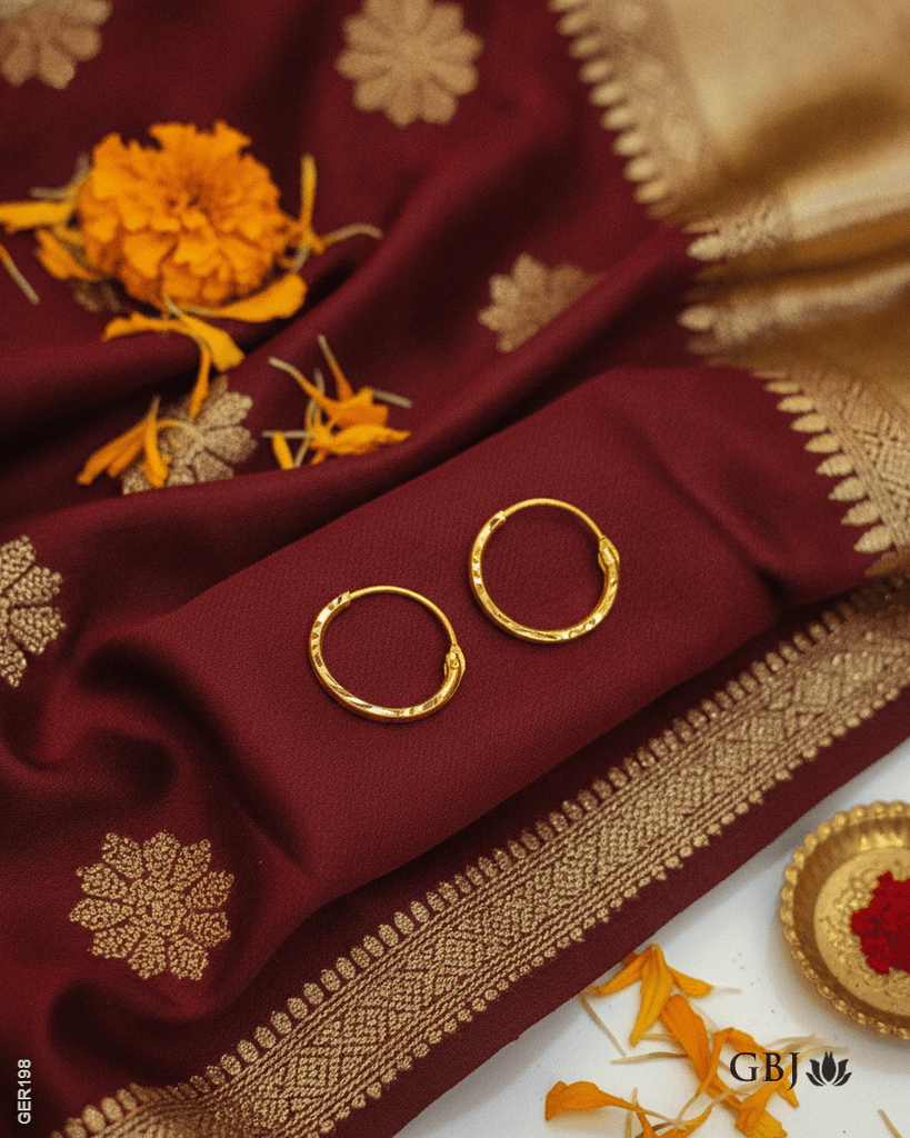 22K Yellow Gold Elegant Hoops Bali - GEHNABOX
