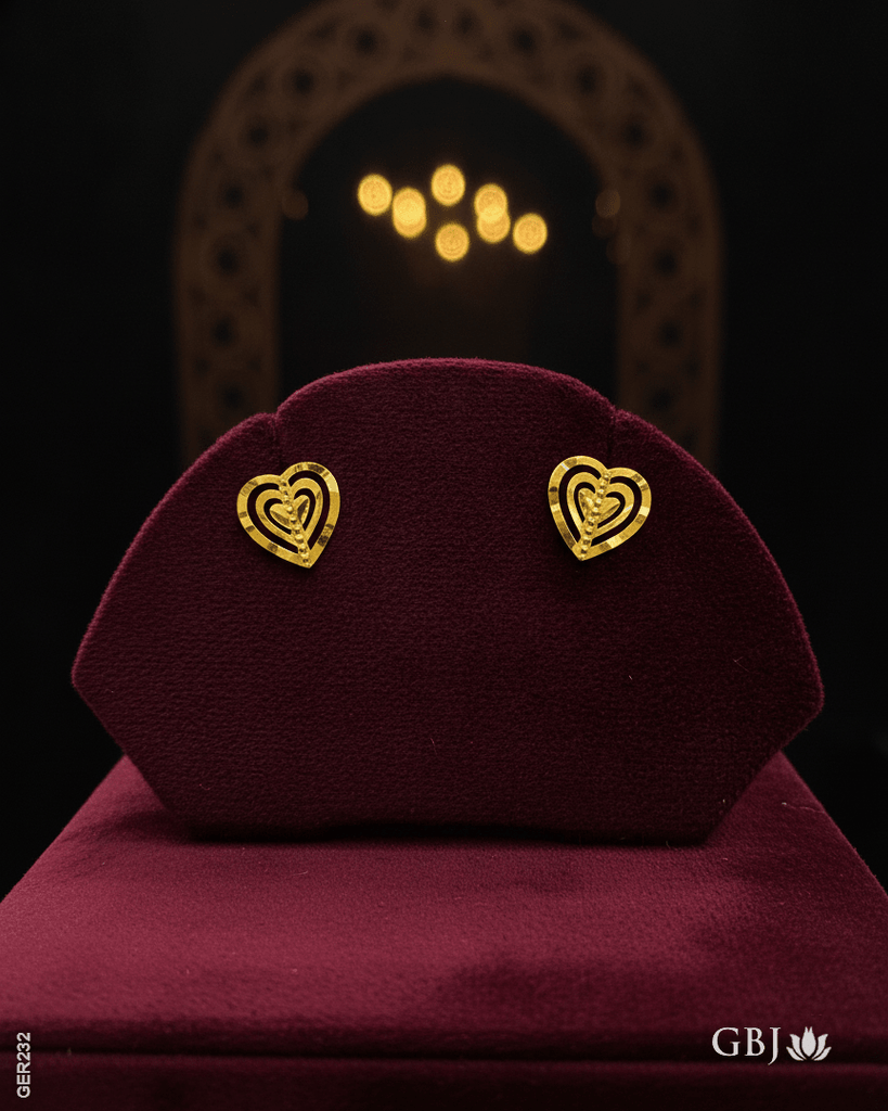 22K Yellow Gold Heart Stud Tops - GEHNABOX