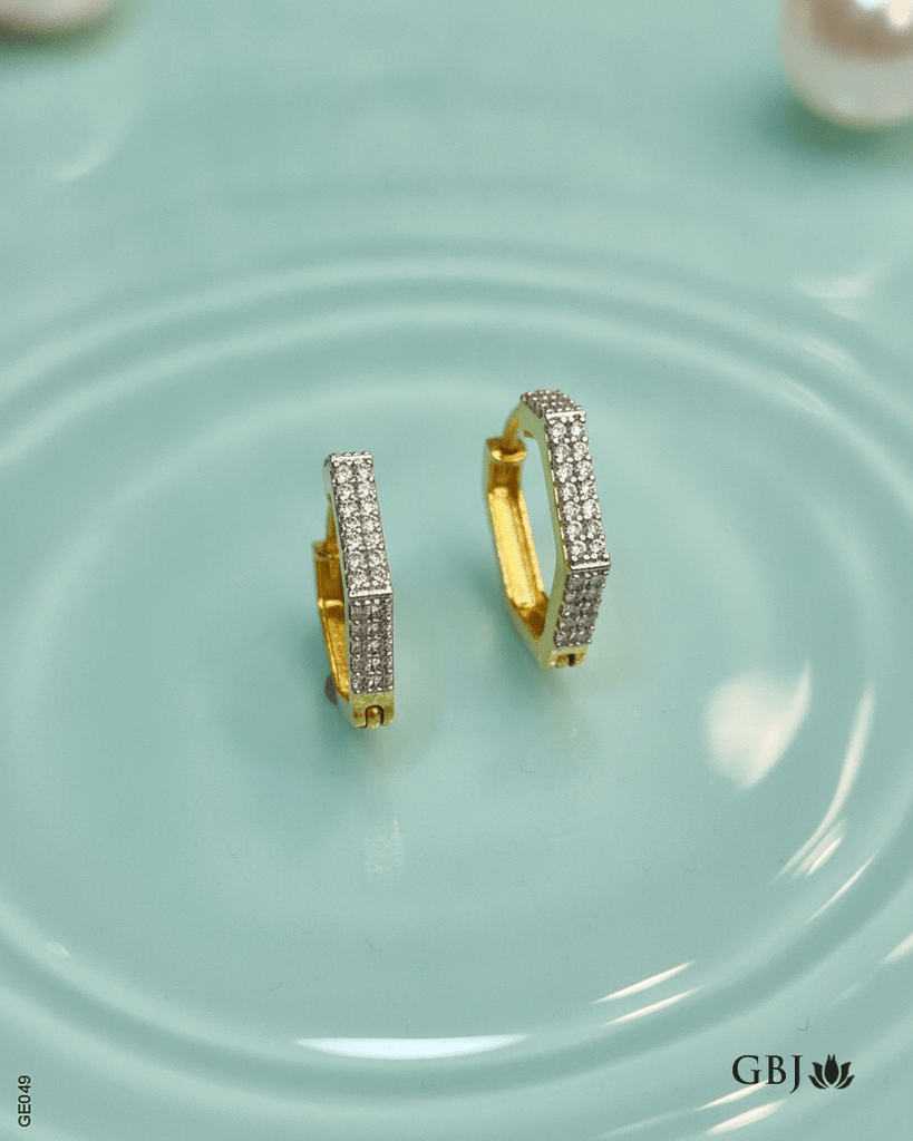 22K Yellow Gold Hexagonal Hoop Bali - GEHNABOX