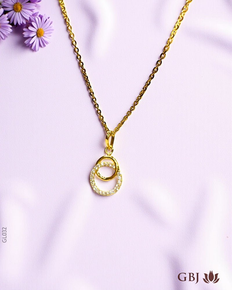 22K Yellow Gold Infinity Circle Swarovski Locket - GEHNABOX