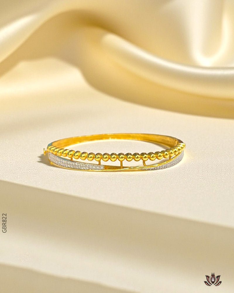 22K Yellow Gold Modern Kada Bracelet - GEHNABOX