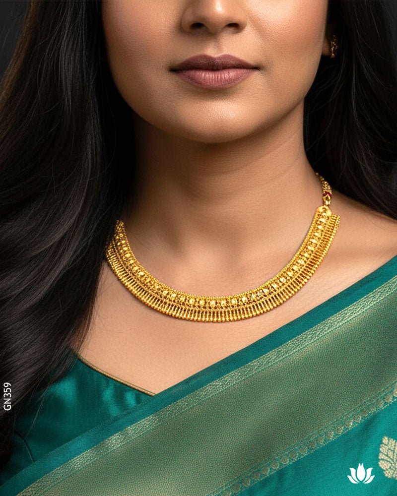 22K Yellow Gold Traditional Handcrafted Handmade Necklace - GEHNABOX