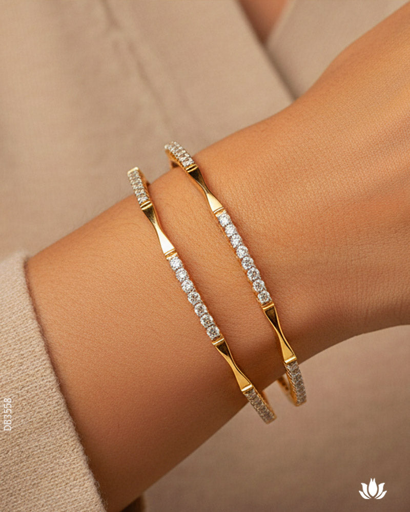 18K Real Diamond Traditional Kada Bangles G-H/VS-SI