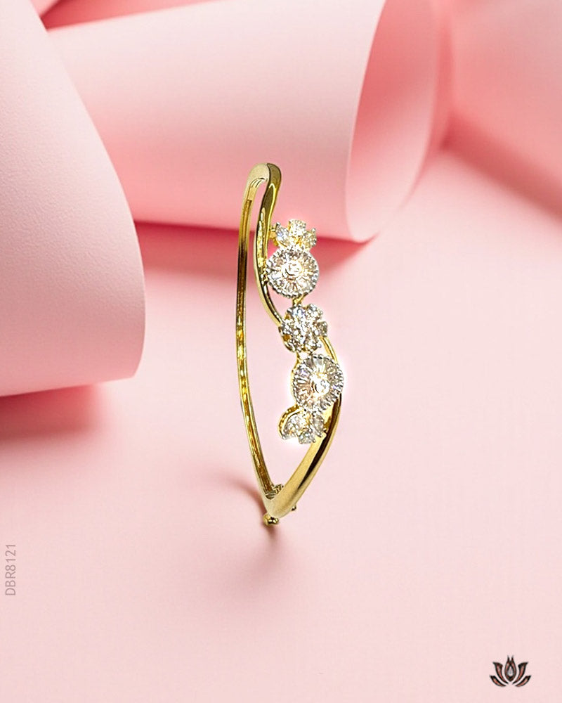 18K Real Diamond Unique Kada Bracelet G-H/VS-SI