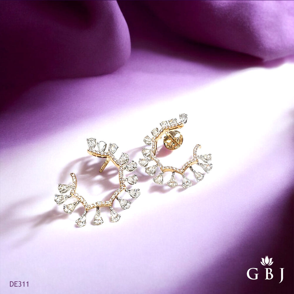 18K Real Diamond Earrings Pear Top VVS E-F