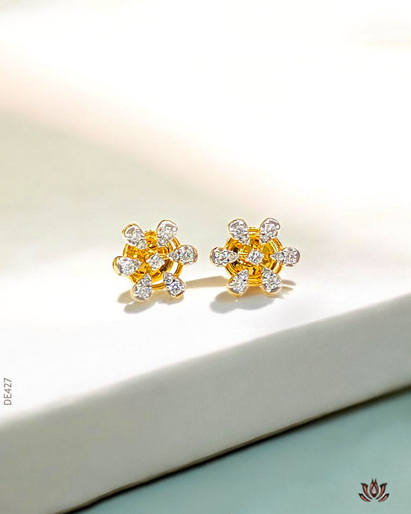 18K Real Diamond Floral Tops VS-SI / G-H