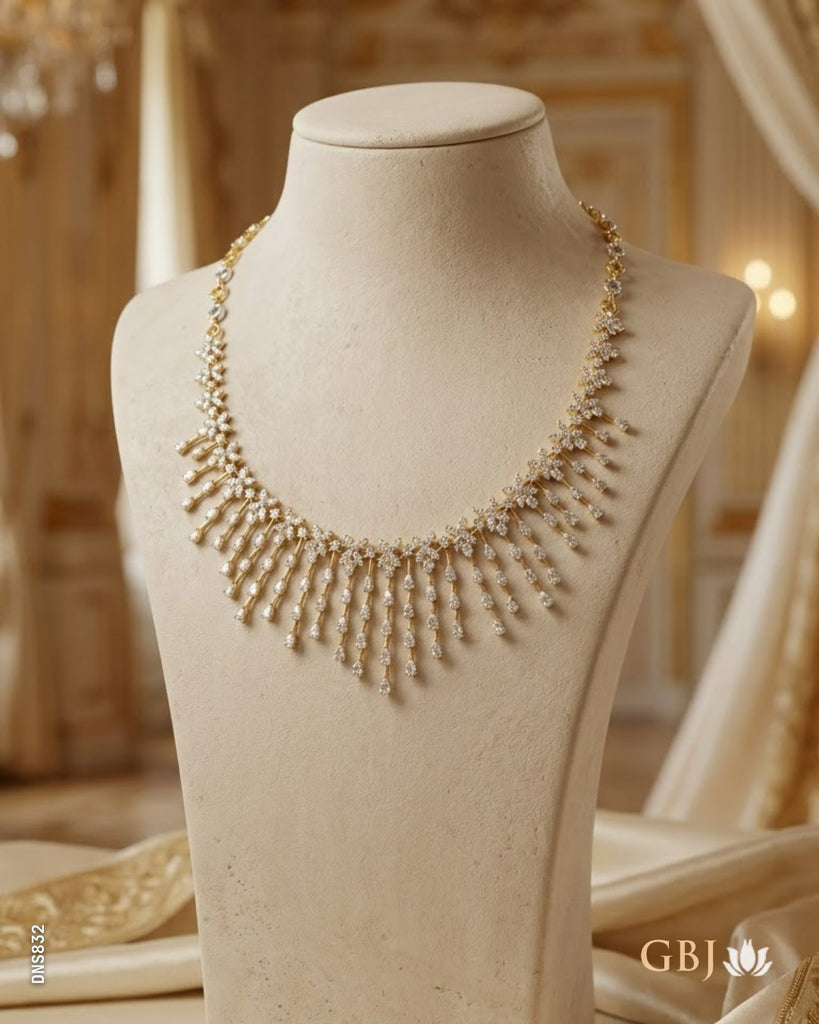 18K Real Diamond Exquisite Cascading Waterfall Necklace F-G / VVS-VS