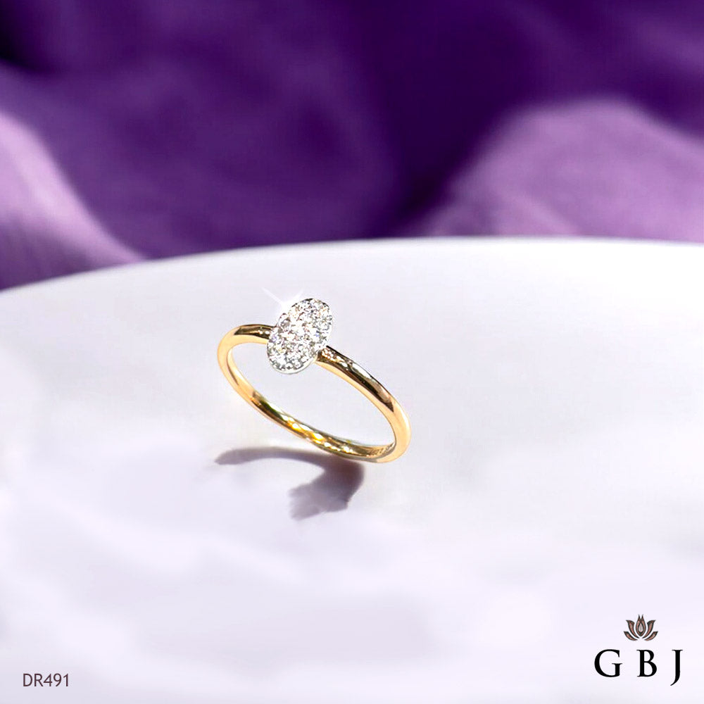 18K Real Diamond Oval Ring VVS / E-F