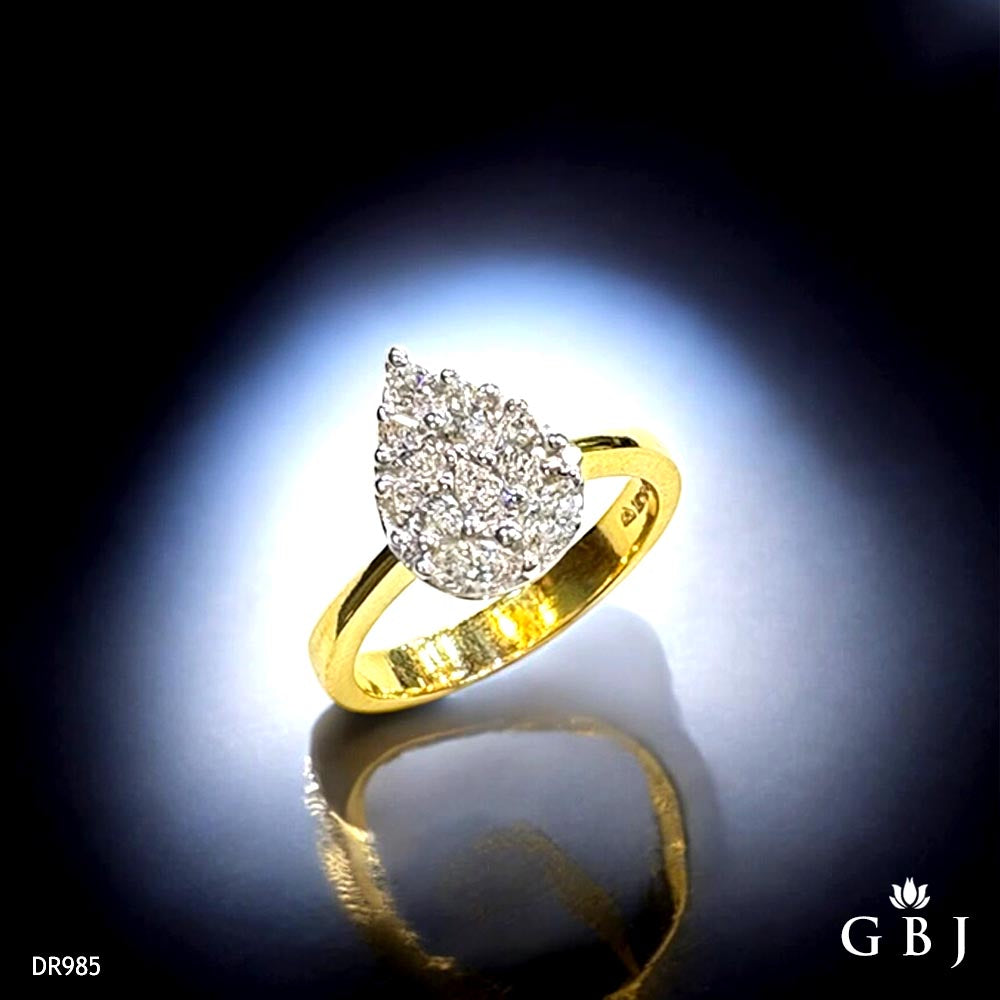 18K Real Diamond Drop Ring VS-SI / F-G