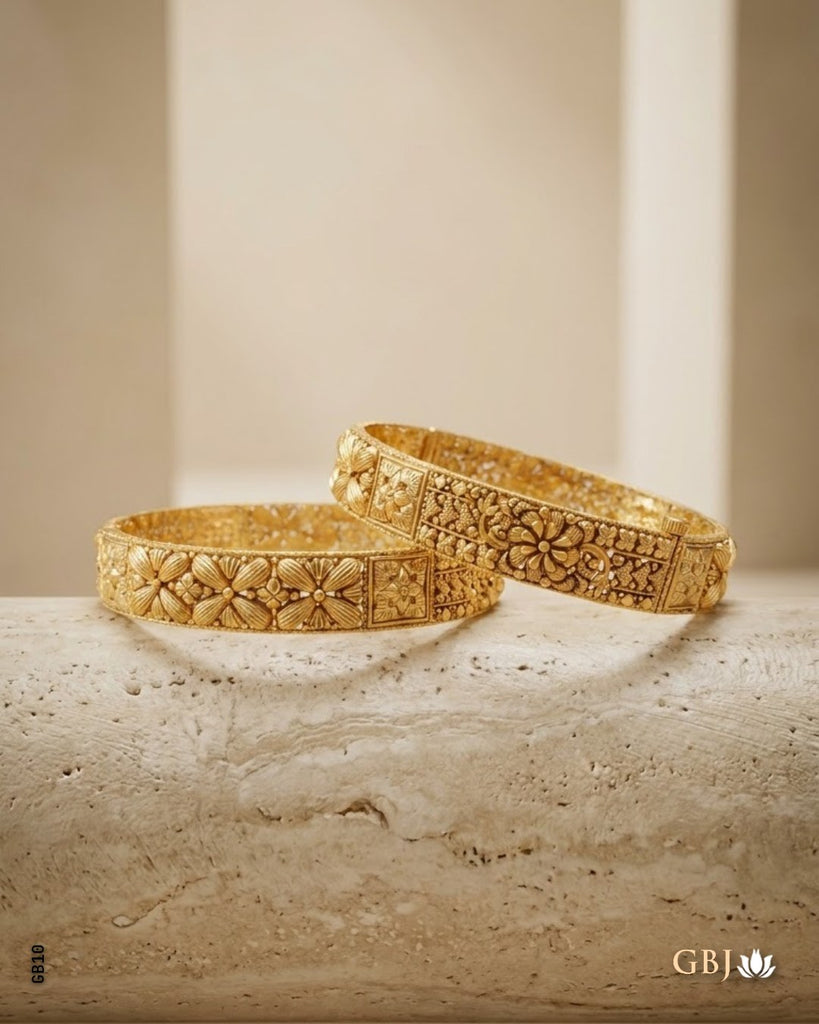 22K Real Gold Antiqe Imperial Floral Heritage Bangle