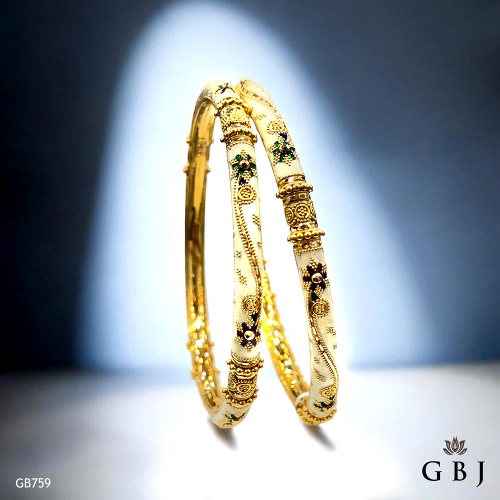 22K Real Gold Enamel traditional Bangles
