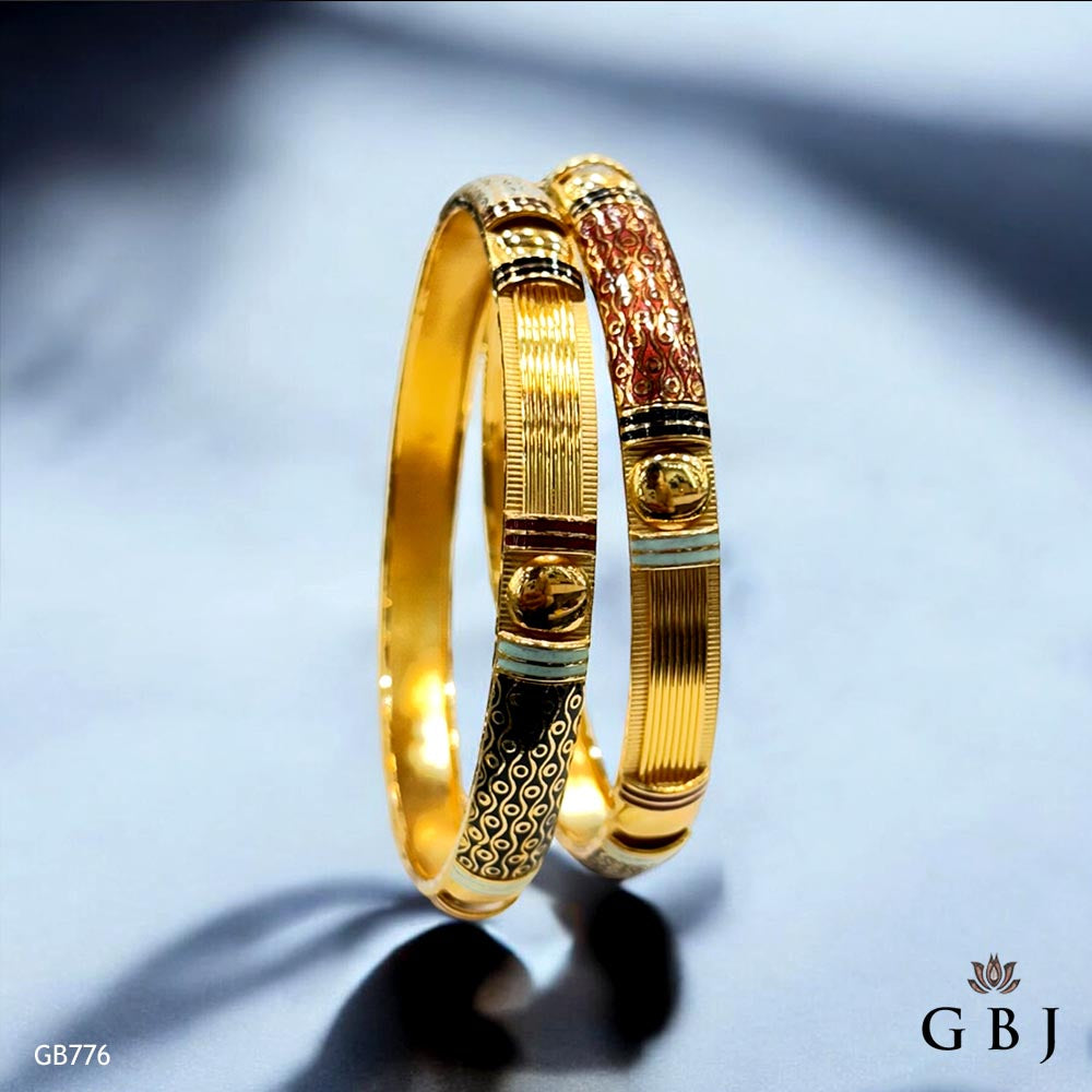 22K Real Gold Enamel Beautiful Bangles