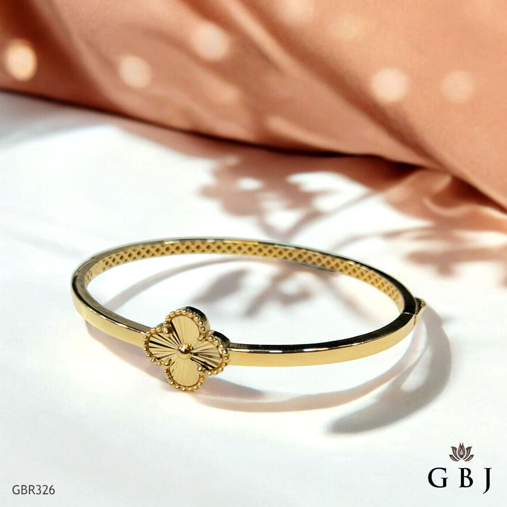 18K Real Yellow Gold Van Cleef Kada Bracelet