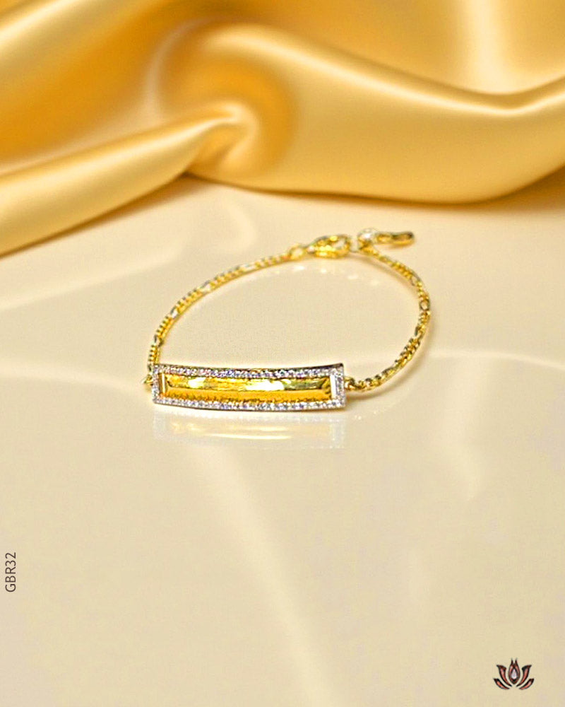 22K Yellow Gold Elegant Swarovski Chain Bracelet