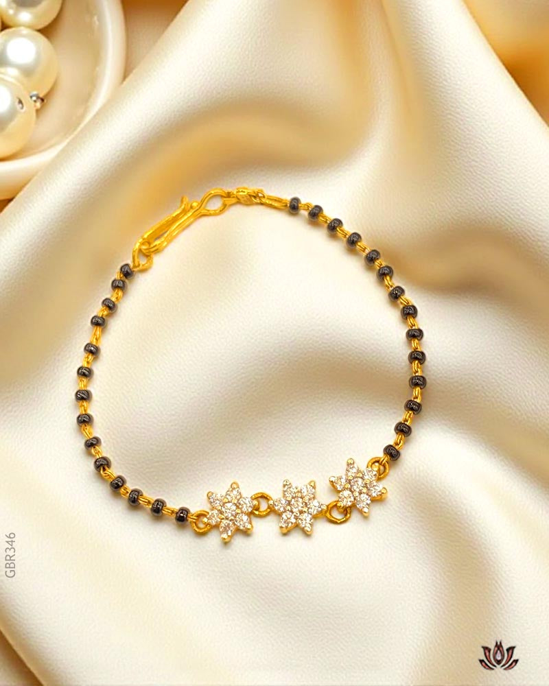 22K Yellow Gold Swarovski Bead Bracelet
