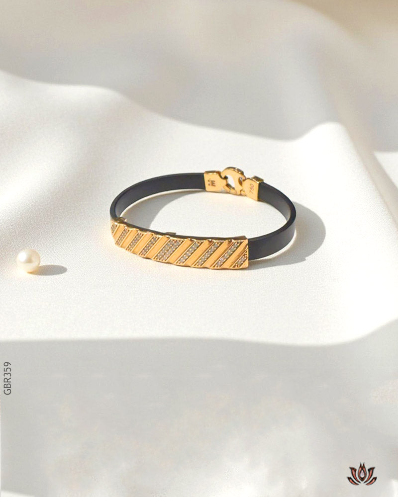 18K Rose Gold Black Strap Bracelet