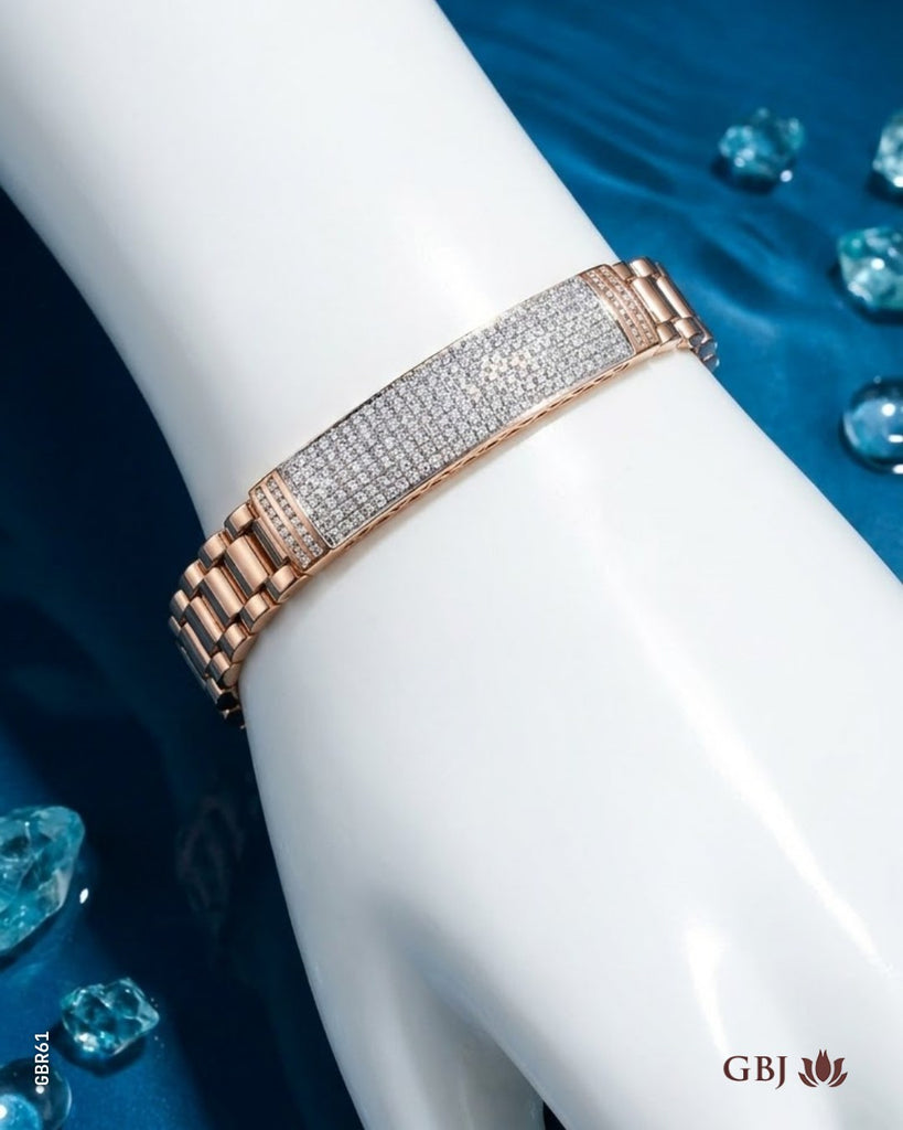 18K Rose Gold Statement Swarovski Mens Bracelet