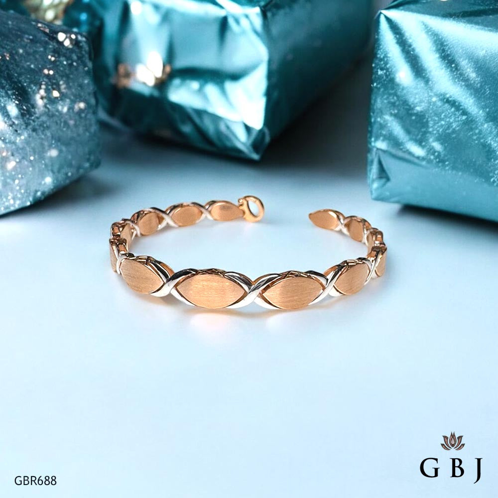 18K Real Rose Gold Modern Chain Bracelet
