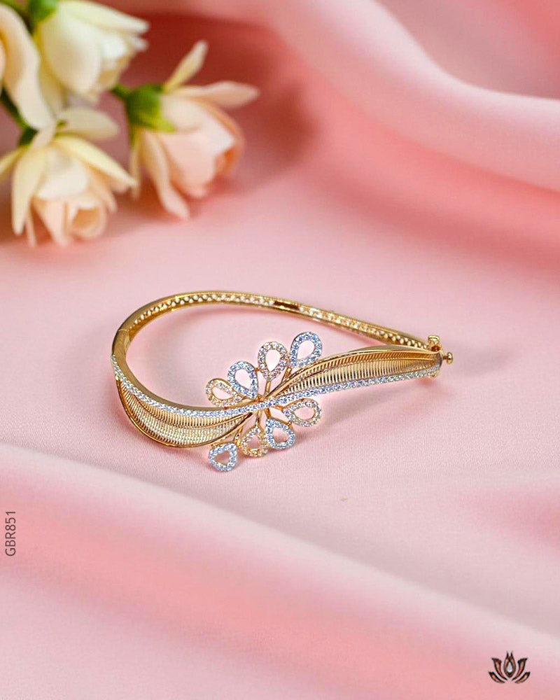 18K Rose Gold Peacock Bloom Kada Bracelet