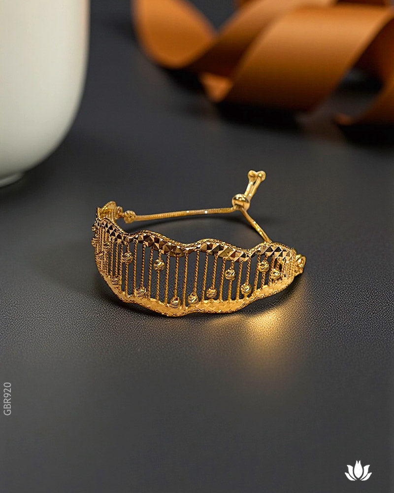 22K Yellow Gold Wave Adjustable Bracelet