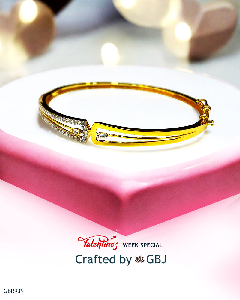 18K Real Yellow Gold Unique Kada Bracelet