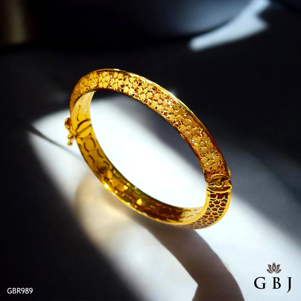 22K Real Gold Enamel Kada Bracelet