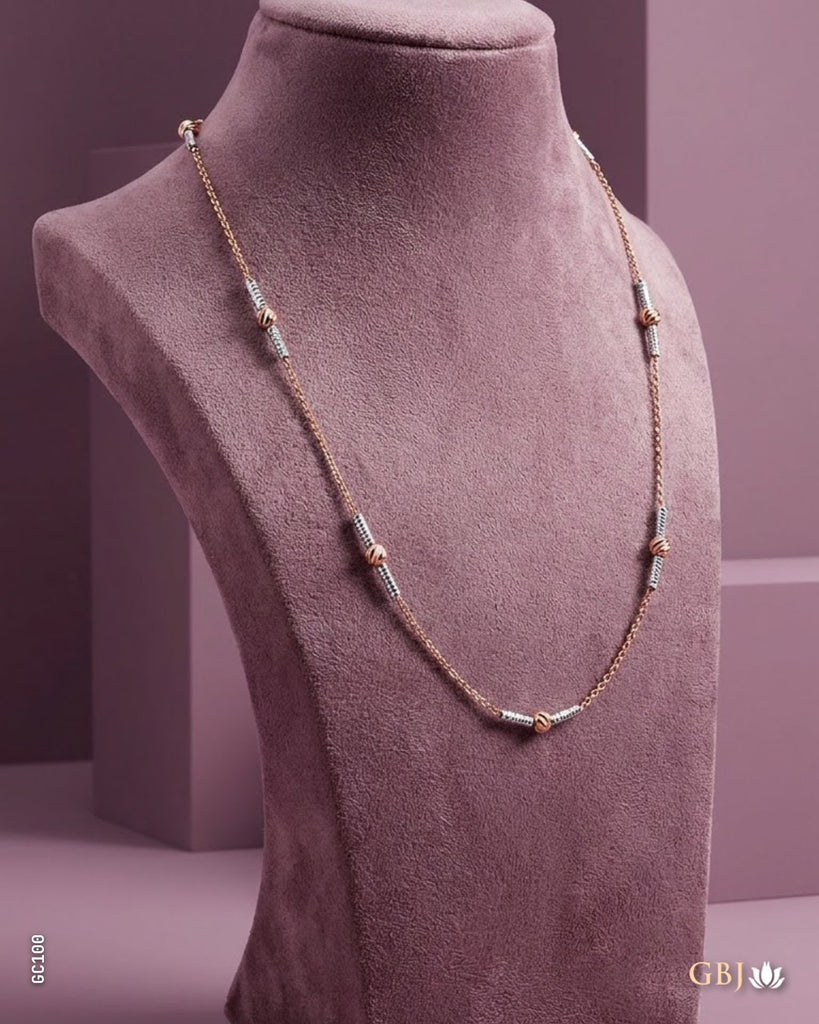 18K Rose Gold Elegant Multi-Tone Chain
