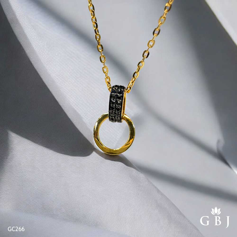 18K Real Gold Dual Circle Locket Chain