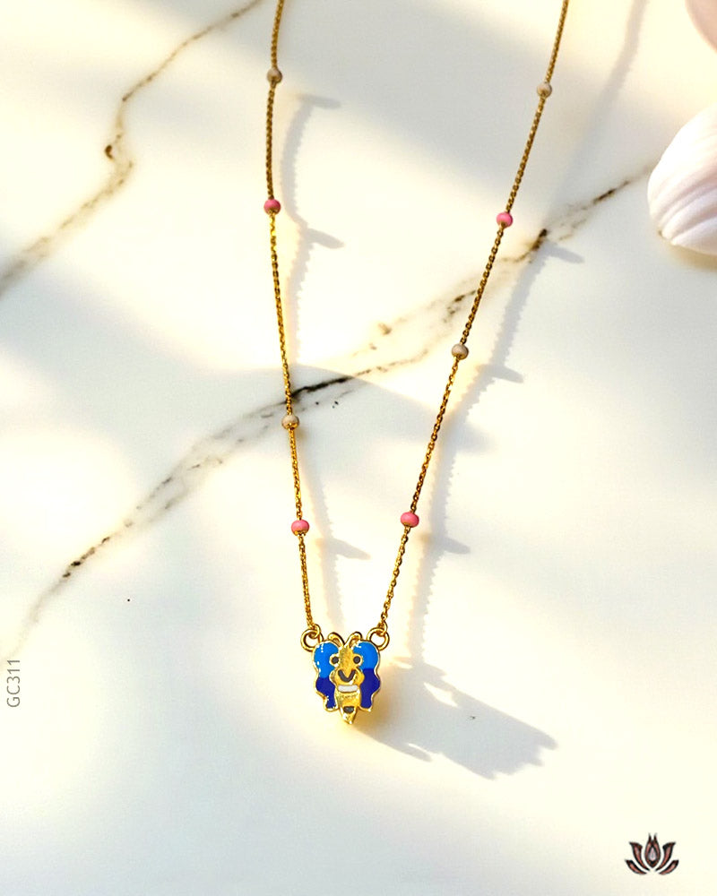 18K Yellew Gold Enamel Bee Baby Locket Chain