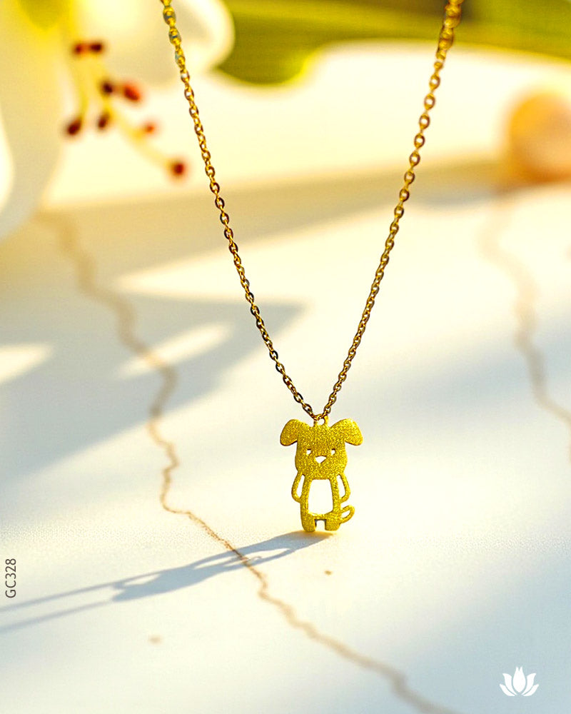 18K Yellew Gold Puppy Love Baby Locket Chain