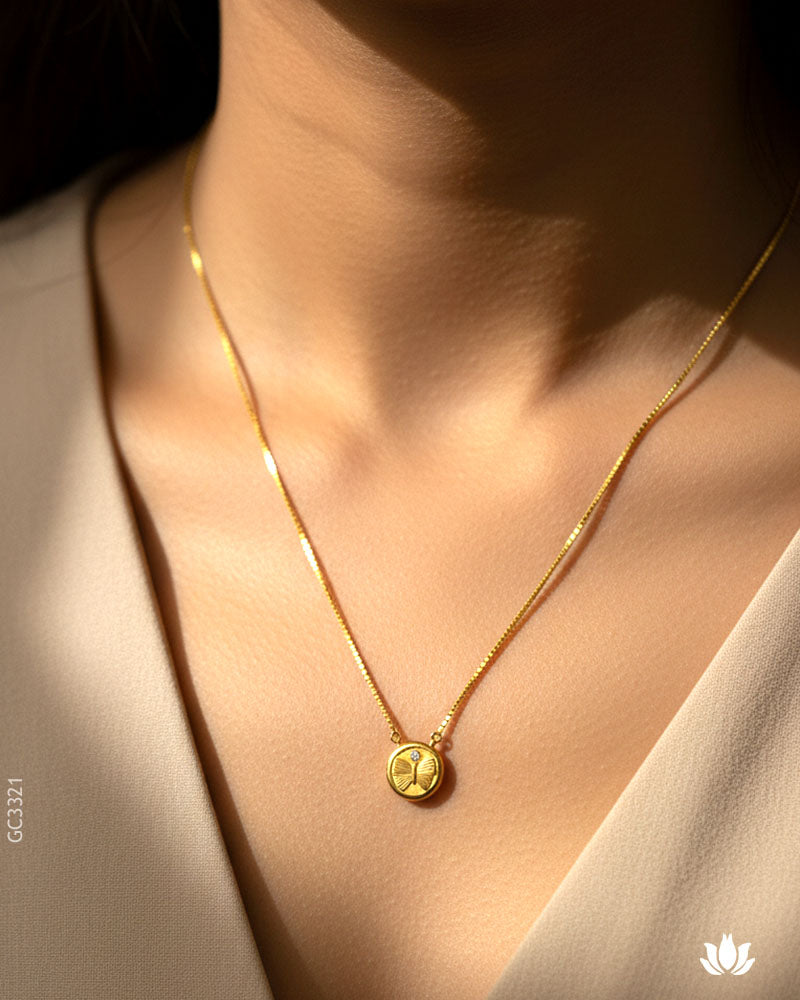 18K Yellow Gold Butterfly Chain Locket