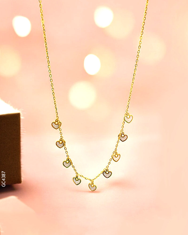18K Yellow Gold Heart-Shaped Charms Chain