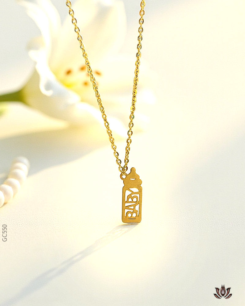 18K Yellew Gold Charming Baby Locket Chain