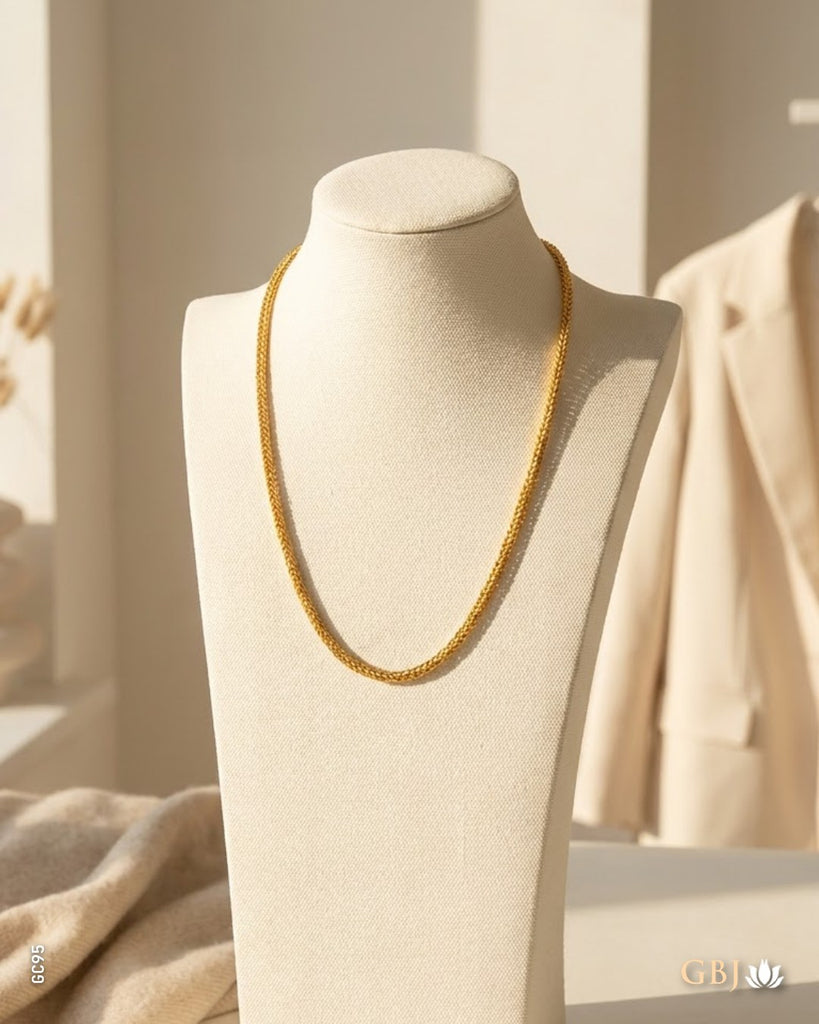 22K Yellew Gold Traditional Tubular Rope Chain