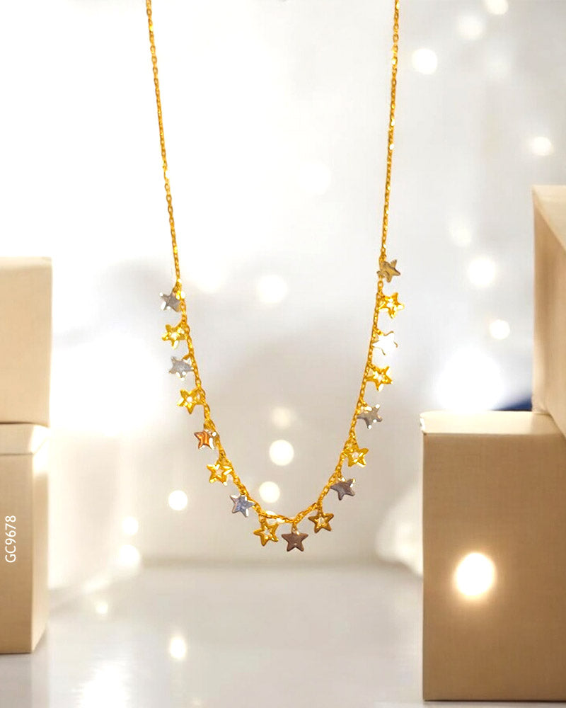 18K Yellow Gold  Star Charms Chain