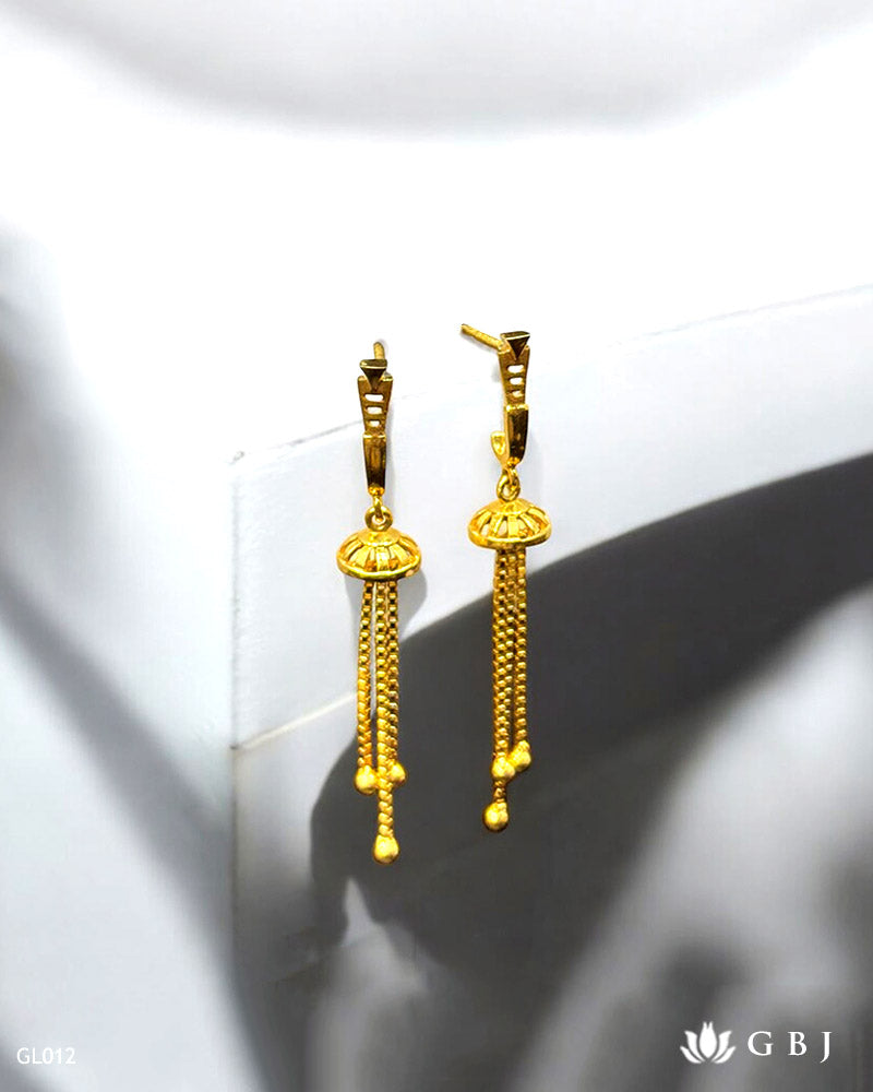 22K Real Gold Simple Drop Earrings